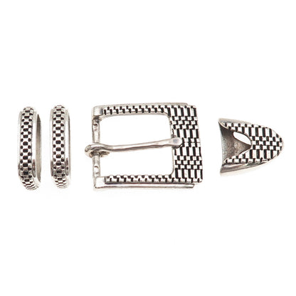 Bandero 925 Sterling Silver Vintage Oxidized 4-Piece Belt Buckle