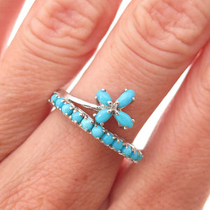 Chuck Clemency 925 Sterling Real Sleeping Beauty Turquoise Floral Ring Size 6.25