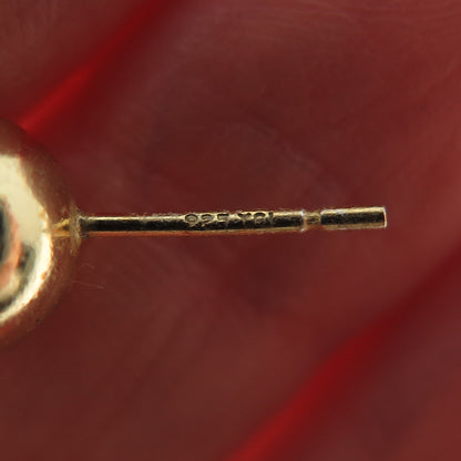 925 Sterling Silver Gold Plated 8mm Ball Stud Earrings