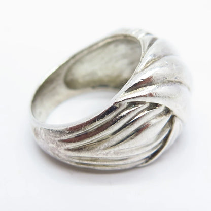 925 Sterling Silver Vintage Ribbed Ring Size 7.25