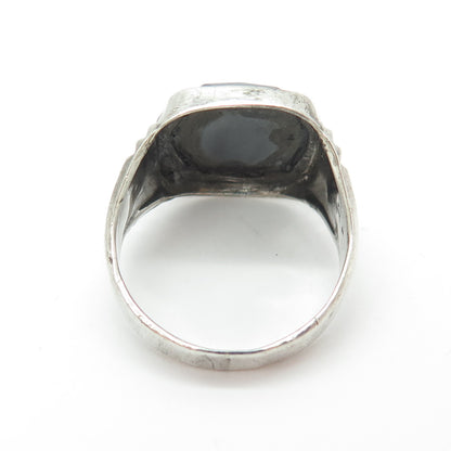 UNCAS 925 Sterling Silver Antique Art Deco Hematite Gemstone Ring Size 10.75