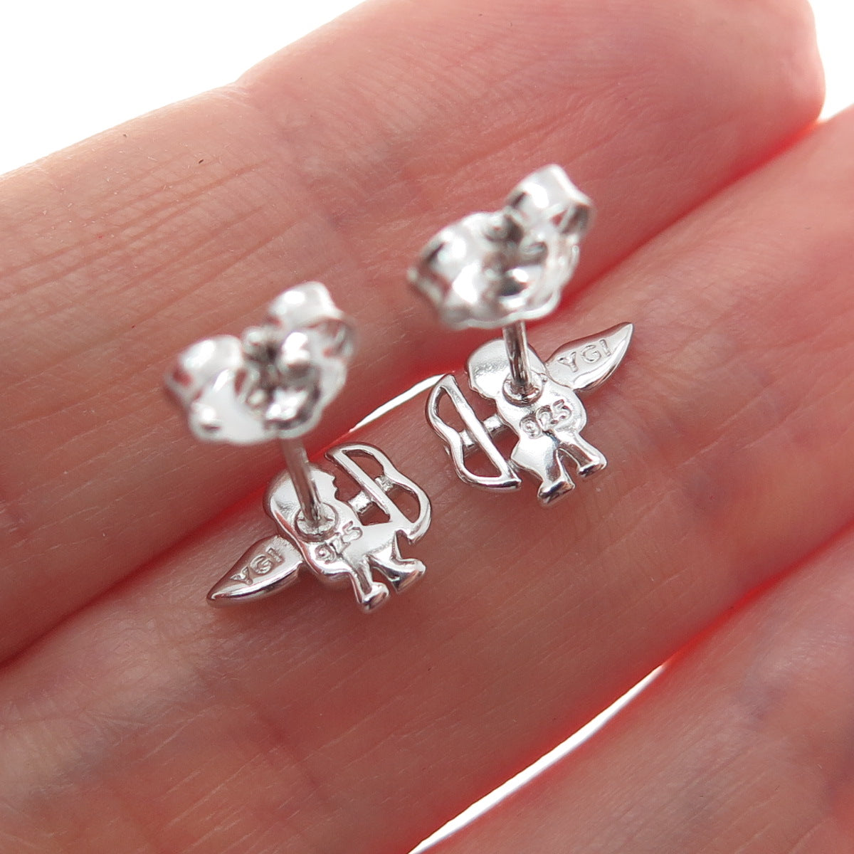 925 Sterling Silver Cupid Stud Earrings