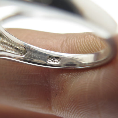 925 Sterling Silver Real Oval-Cut Smoky Quartz & Citrine Ring Size 7.5