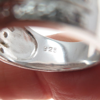 925 Sterling Silver Round-Cut C Z 3-Row Promise Ring Size 7.5