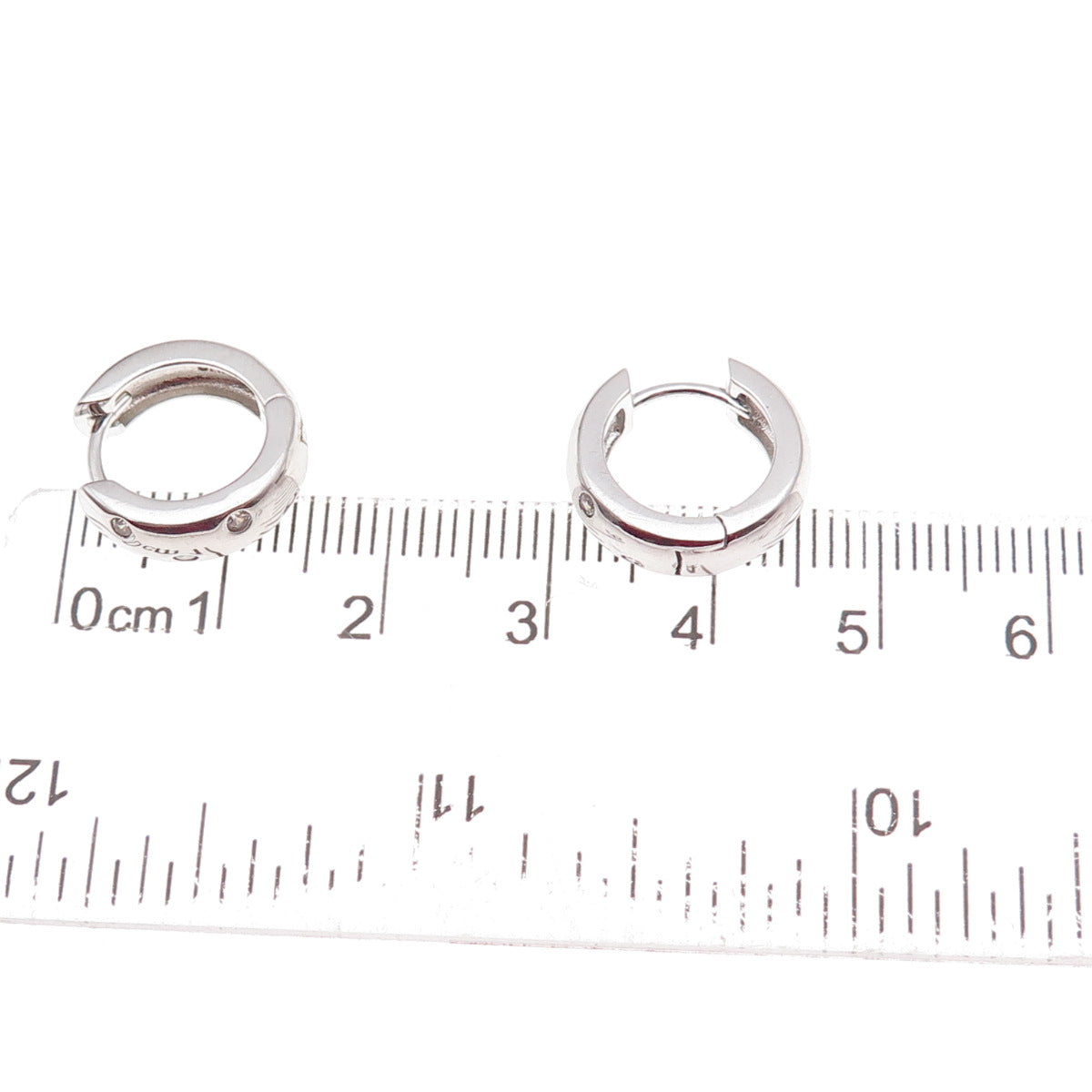 Han 925 Sterling Silver Round-Cut C Z Hoop Earrings