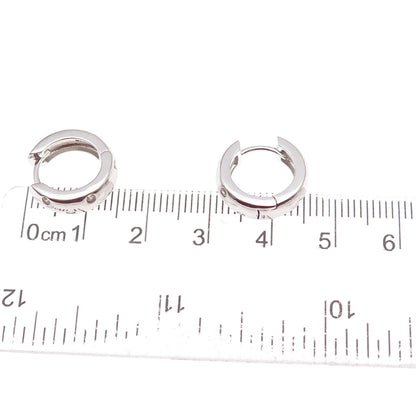 Han 925 Sterling Silver Round-Cut C Z Hoop Earrings