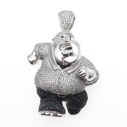 925 Sterling Black & White C Z Peter Griffin Family Guy Heavy 92.0g Pendant