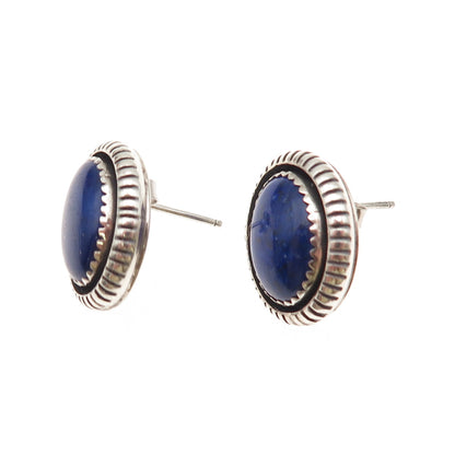 Old Pawn 925 Sterling Silver Vintage Southwestern Lapis Tribal Earrings