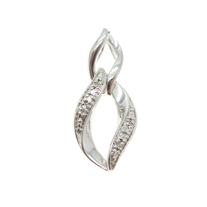 925 Sterling Silver Real Round-Cut Diamond Interlocked Twisted Pendant