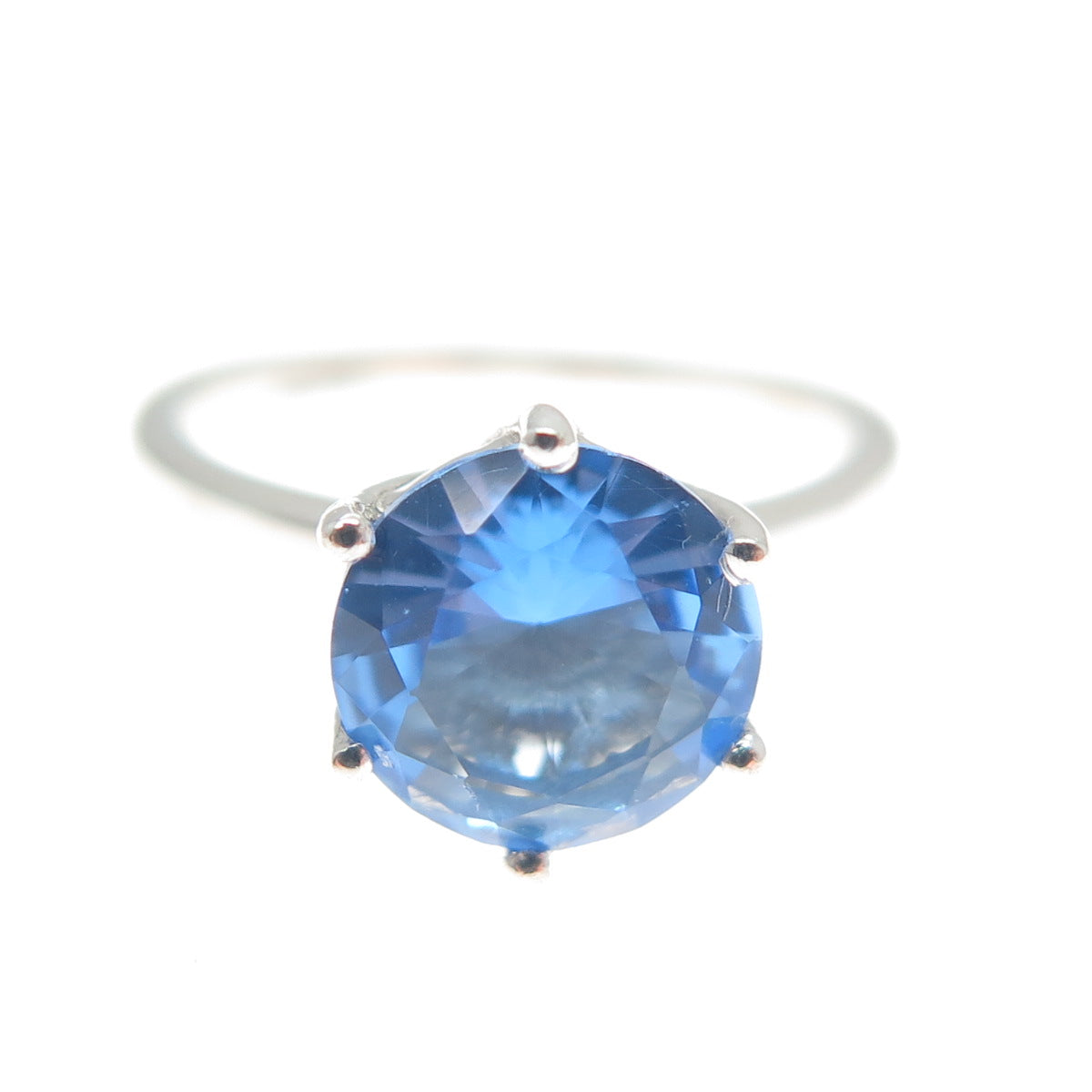 DAZZLERS 925 Sterling Silver Round-Cut Nano Tanzanite Ring Size 5.25