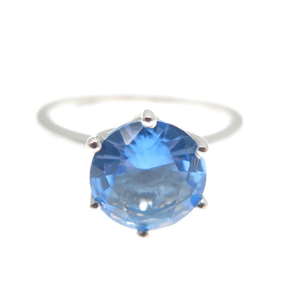 DAZZLERS 925 Sterling Silver Round-Cut Nano Tanzanite Ring Size 5.25
