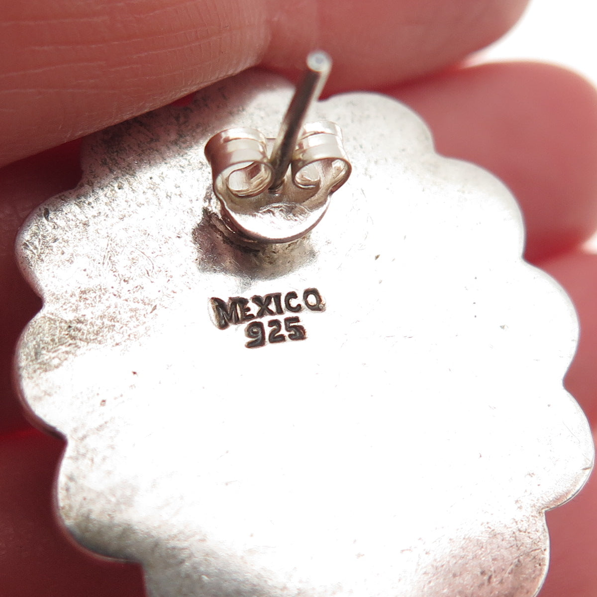 925 Sterling Silver Vintage Mexico Real Malachite Oxidized Beaded Earrings