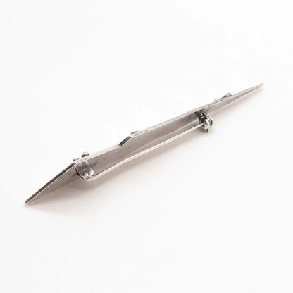 800 Silver Vintage Hammered Leaf Modernist Pin Brooch