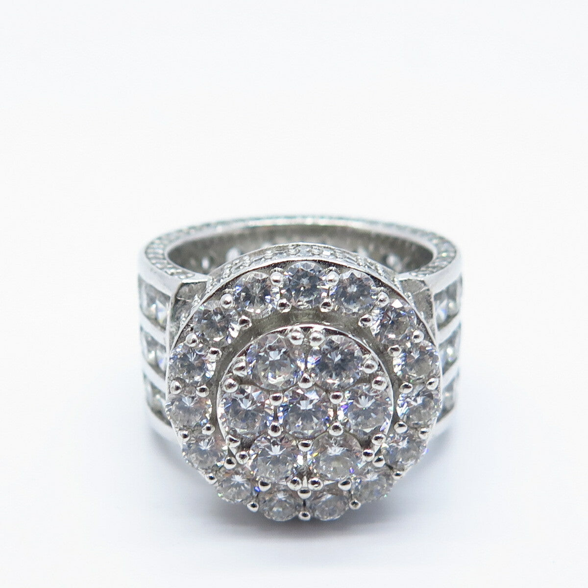 925 Sterling Silver Pave C Z Wide Ring Size 8.5