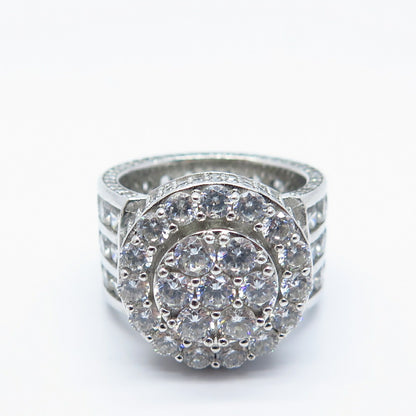 925 Sterling Silver Pave C Z Wide Ring Size 8.5