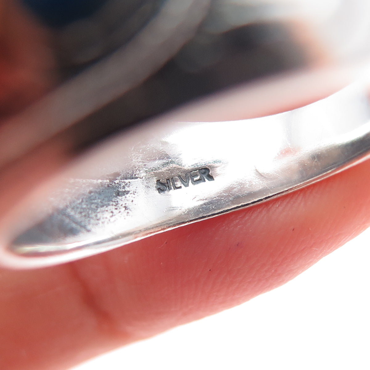 925 Sterling Silver Vintage Real Lapis Lazuli Feather Oxidized Ring Size 9