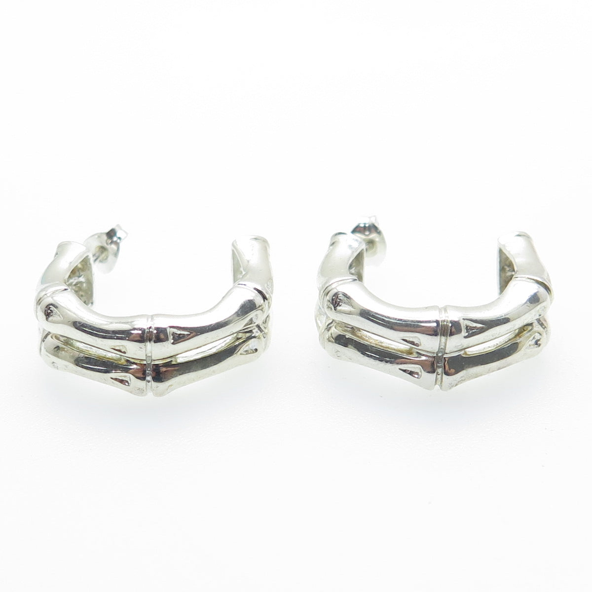 ECCLISSI 925 Sterling Silver Vintage Bamboo Hoop Earrings