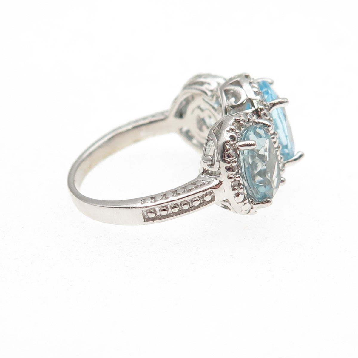 Chuck Clemency 925 Sterling Silver Real Diamond & Blue Topaz Ring Size 7.25