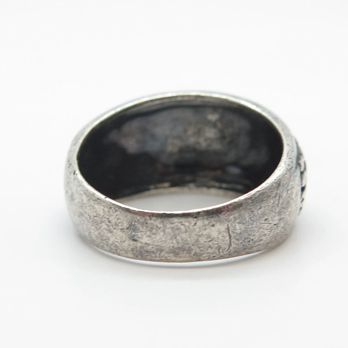 925 Sterling Silver Vintage Woven Wide Ring Size 7