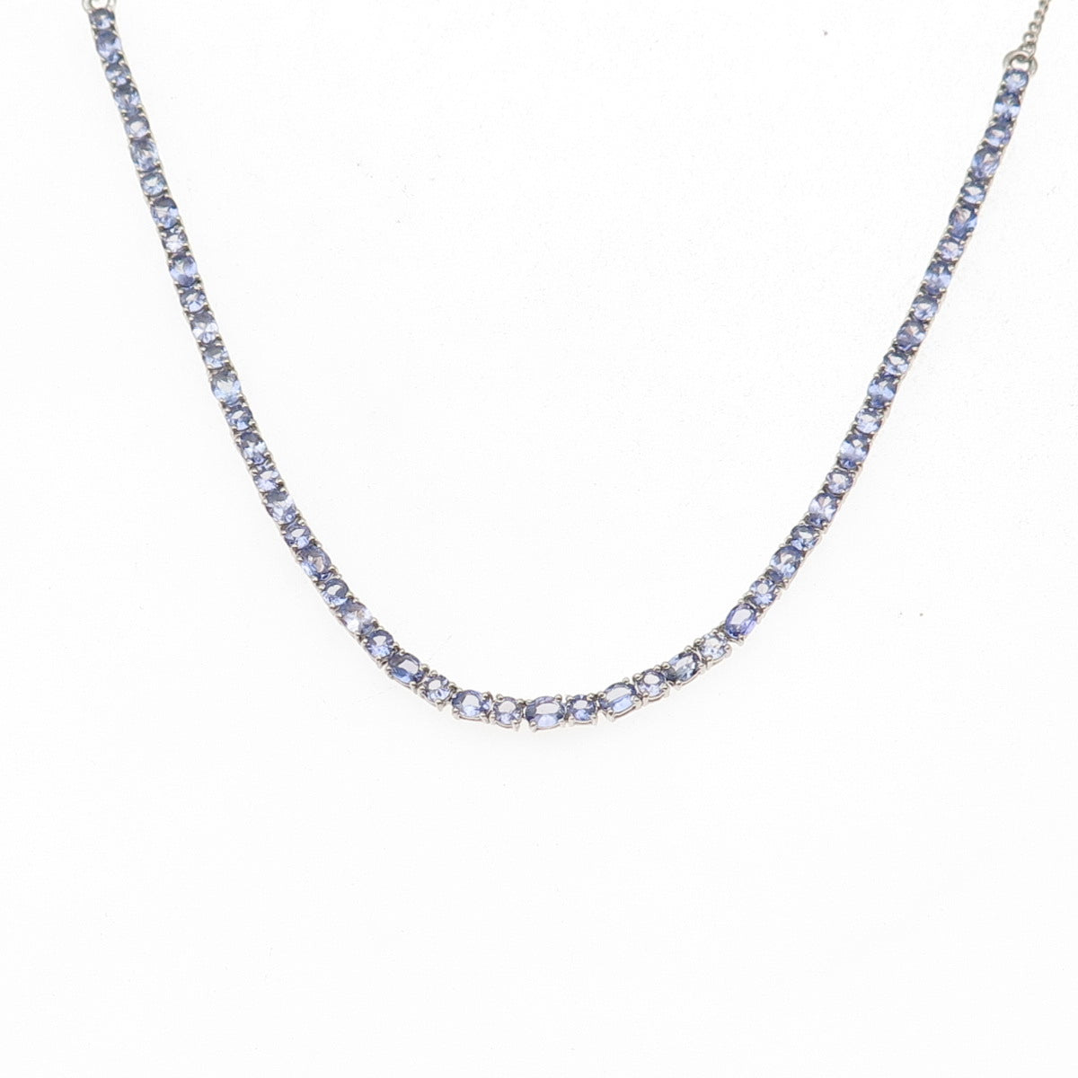 Chuck Clemency Sterling Silver Real Tanzanite Tennis & Curb Chain Necklace 18"
