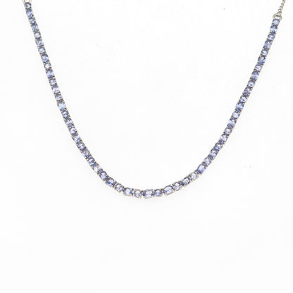 Chuck Clemency Sterling Silver Real Tanzanite Tennis & Curb Chain Necklace 18"