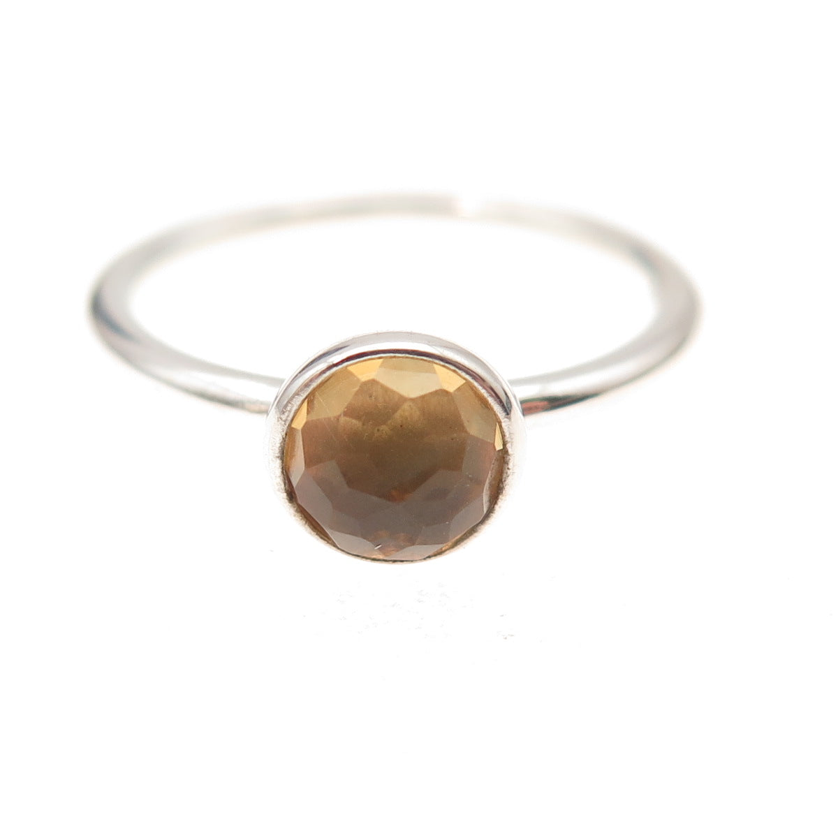 Pandora 925 Sterling Silver Real Citrine November Birthstone Droplet Ring Size 6
