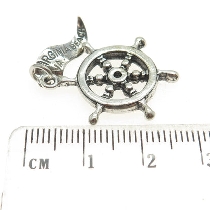 PACIFIC JEWELRY 925 Sterling Silver Vintage Steering Wheely 3D Pendant