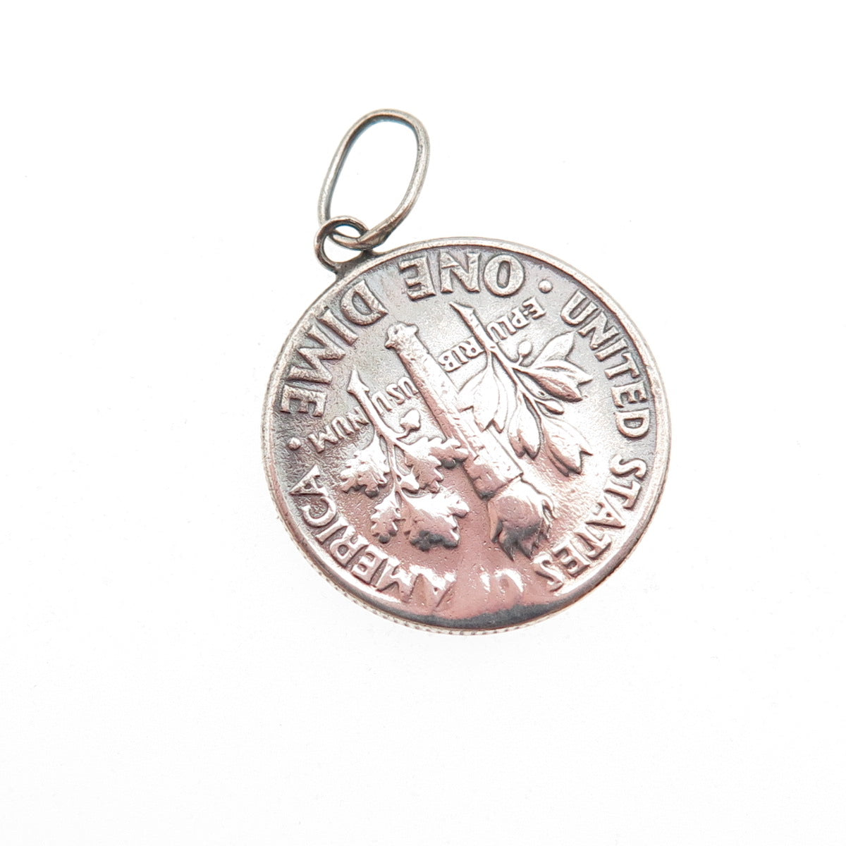 900 Silver Vintage 1959 US Roosevelt One Dime Coin Charm Pendant