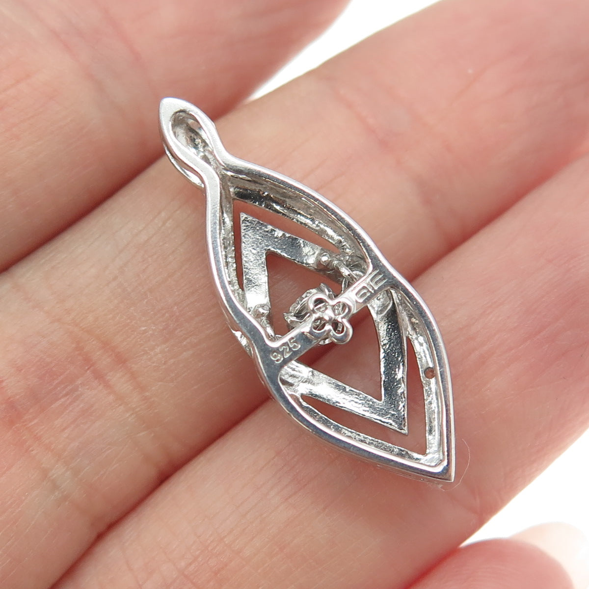 925 Sterling Silver Real Round-Cut Diamond Interlocked Pendant