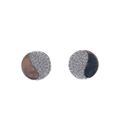 JANE SEYMOUR 925 Sterling Silver Round-Cut C Z Yin Yang Stud Earrings