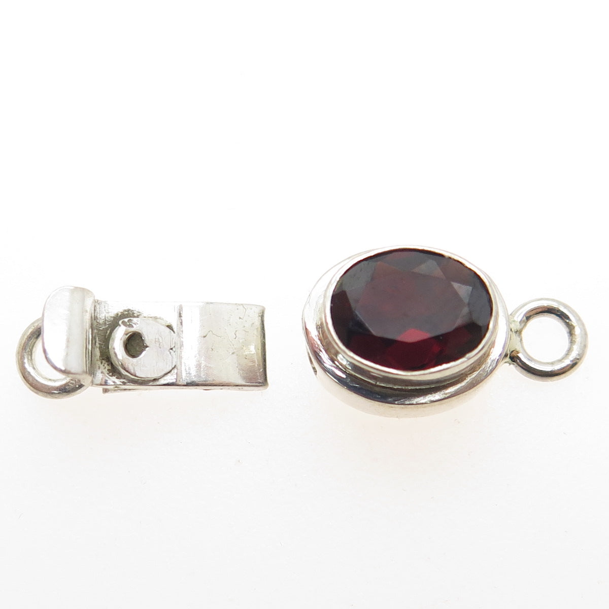 925 Sterling Silver Vintage Real Red Garnet Bracelet & Necklace Box Lock Clasp