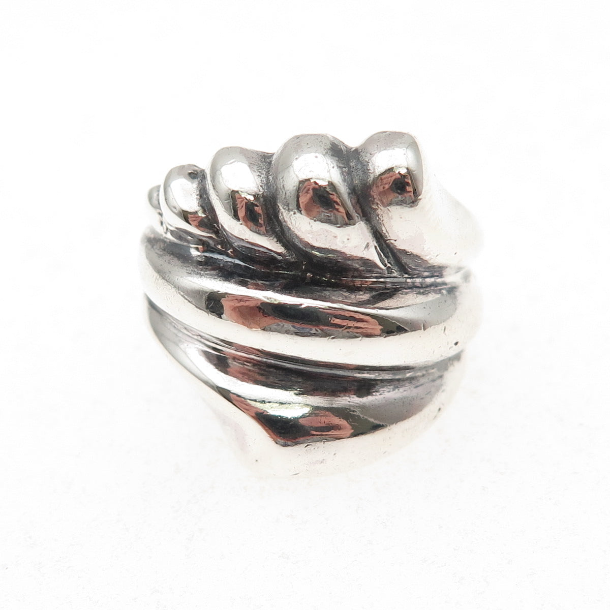925 Sterling Silver Vintage Modernist Oxidized Ring Size 7.75