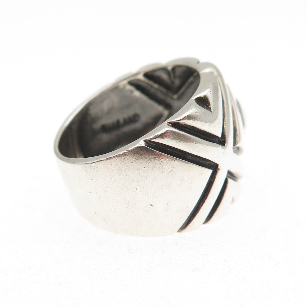 Chapal Zenray 925 Sterling Silver Vintage Modernist Oxidized Ring Size 7.5