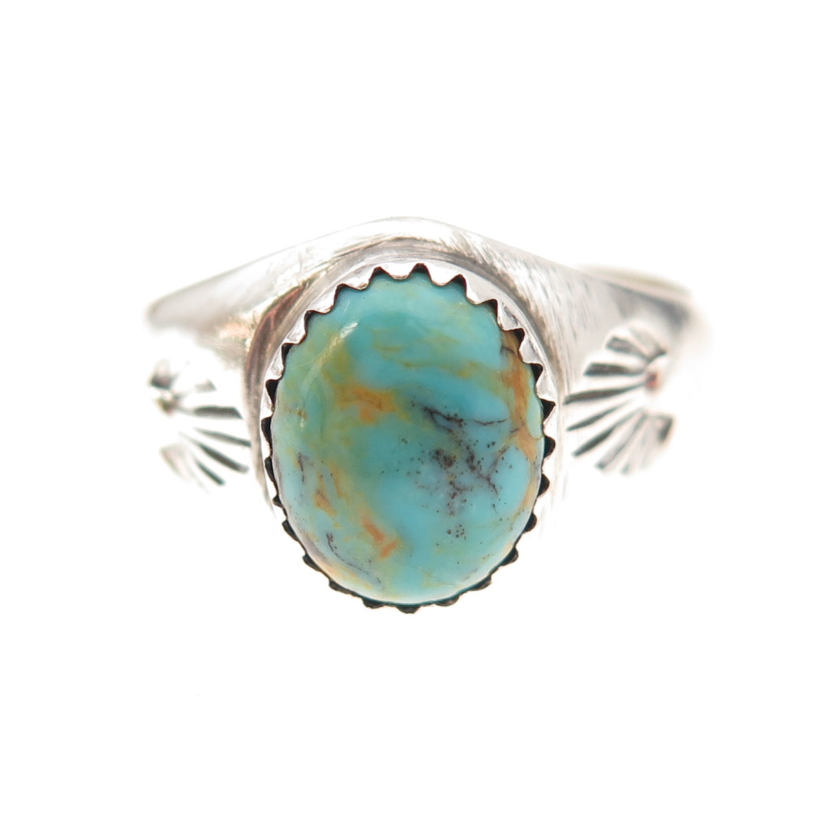 Old Pawn 925 Sterling Silver Vintage Southwestern Turquoise Ring Size 10.5