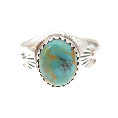 Old Pawn 925 Sterling Silver Vintage Southwestern Turquoise Ring Size 10.5