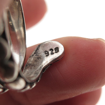 925 Sterling Silver Vintage Snake Dotted Oxidized Adjustable Wrap Ring Size 7