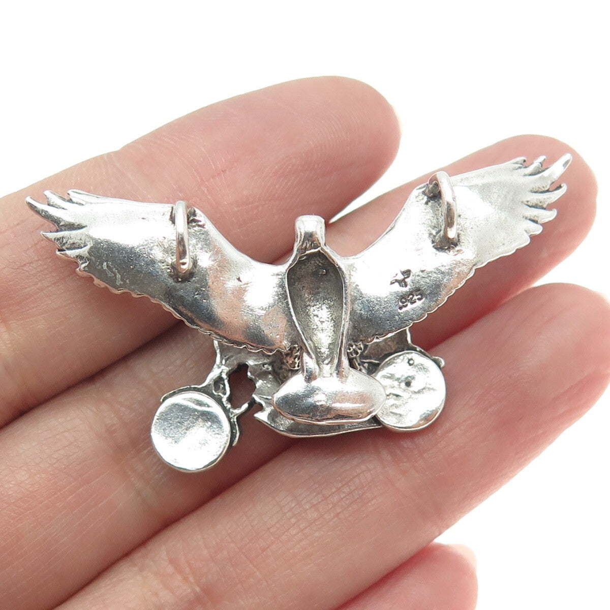 SUN WEST 925 Sterling Vintage Screaming Eagle & Motorcycle Necklace Central Part