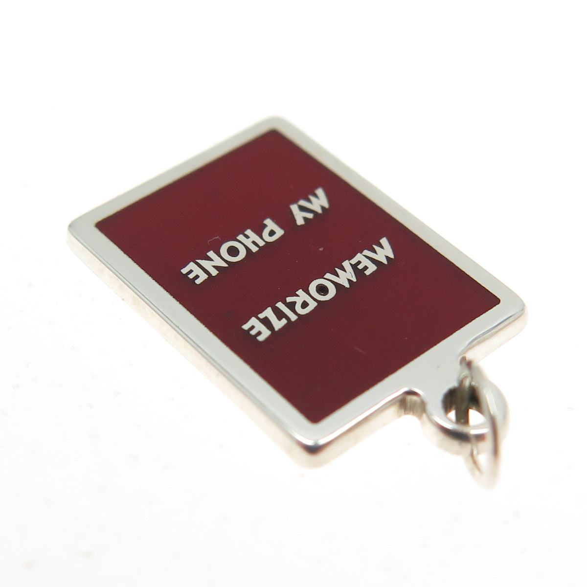 925 Sterling Silver Red Enamel "Memorize My Phone" Minimalist Charm Pendant