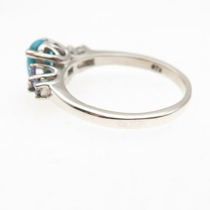 Chuck Clemency 925 Sterling Silver Real Turquoise & Tanzanite Ring Size 7.25