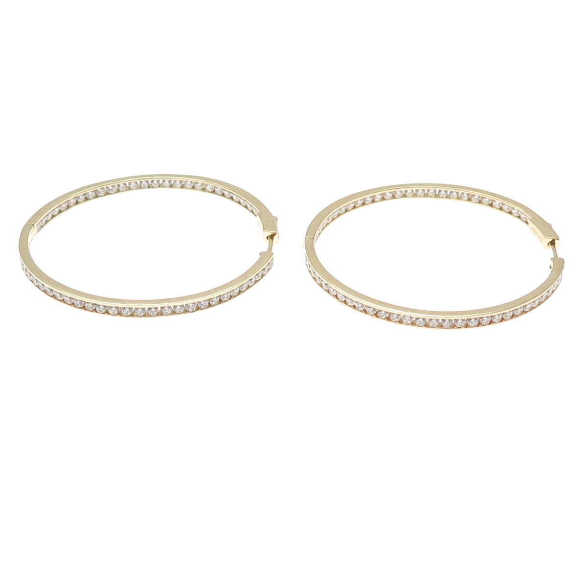 KLEO 925 Sterling Silver Gold Plated Round-Cut C Z In & Out Large Hoop Earrings