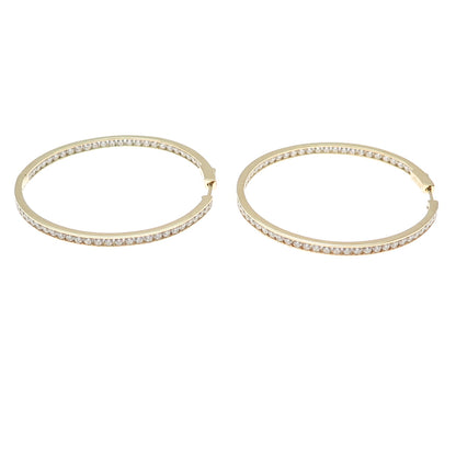 KLEO 925 Sterling Silver Gold Plated Round-Cut C Z In & Out Large Hoop Earrings