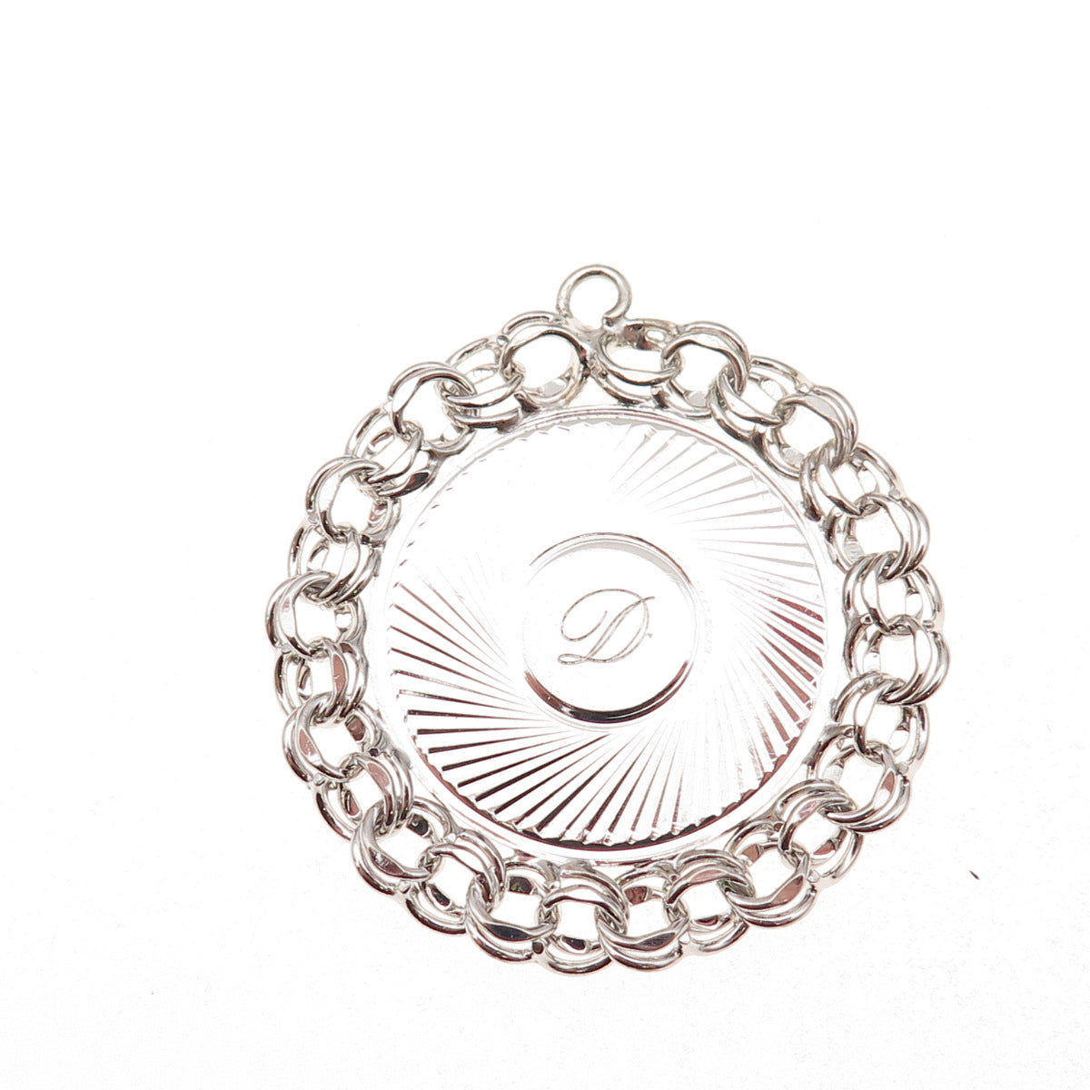 925 Sterling Silver Antique Art Deco Engraved Letter D Initial Charm Pendant