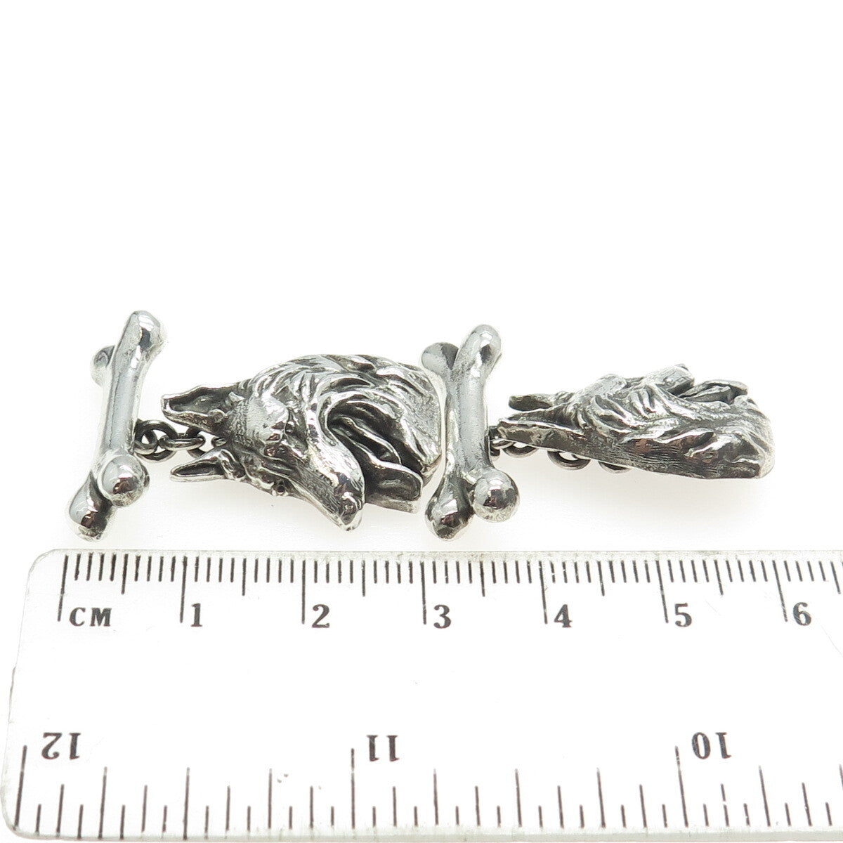 925 Sterling Silver Vintage K9 German Shepherd Dog Oxidized Cufflinks