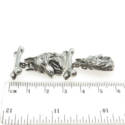 925 Sterling Silver Vintage K9 German Shepherd Dog Oxidized Cufflinks