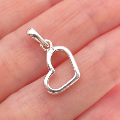 925 Sterling Silver Vintage Open Heart Mini Charm Pendant