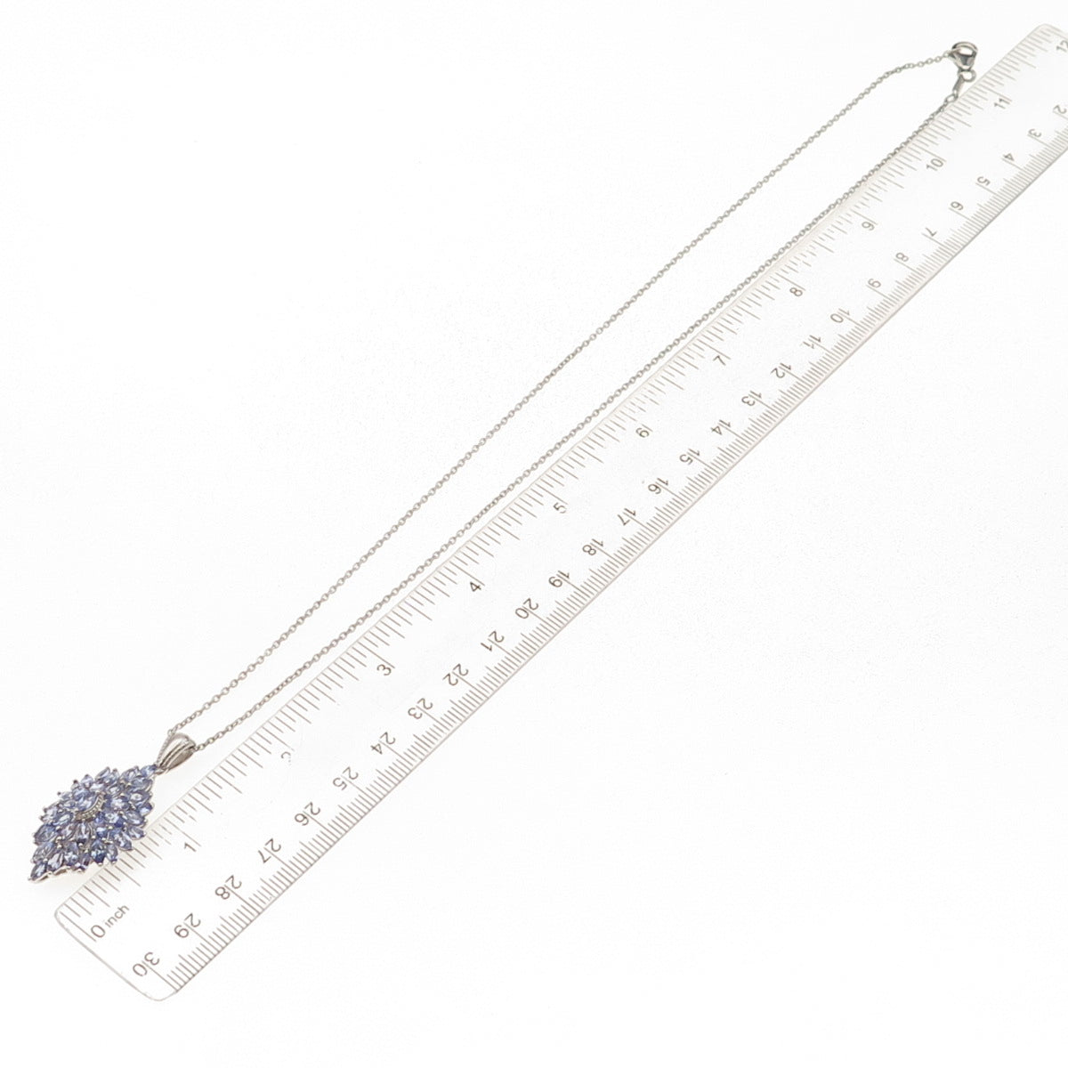 D'Joy 925 Sterling Silver Real Marquise-Cut Tanzanite Cable Chain Necklace 20"