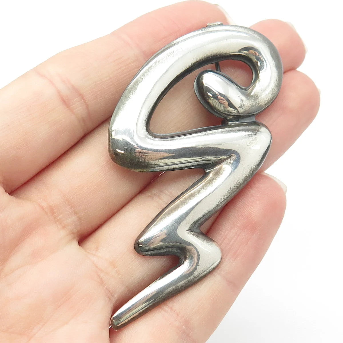 925 Sterling Silver Vintage Snake Handcrafted Pin Brooch