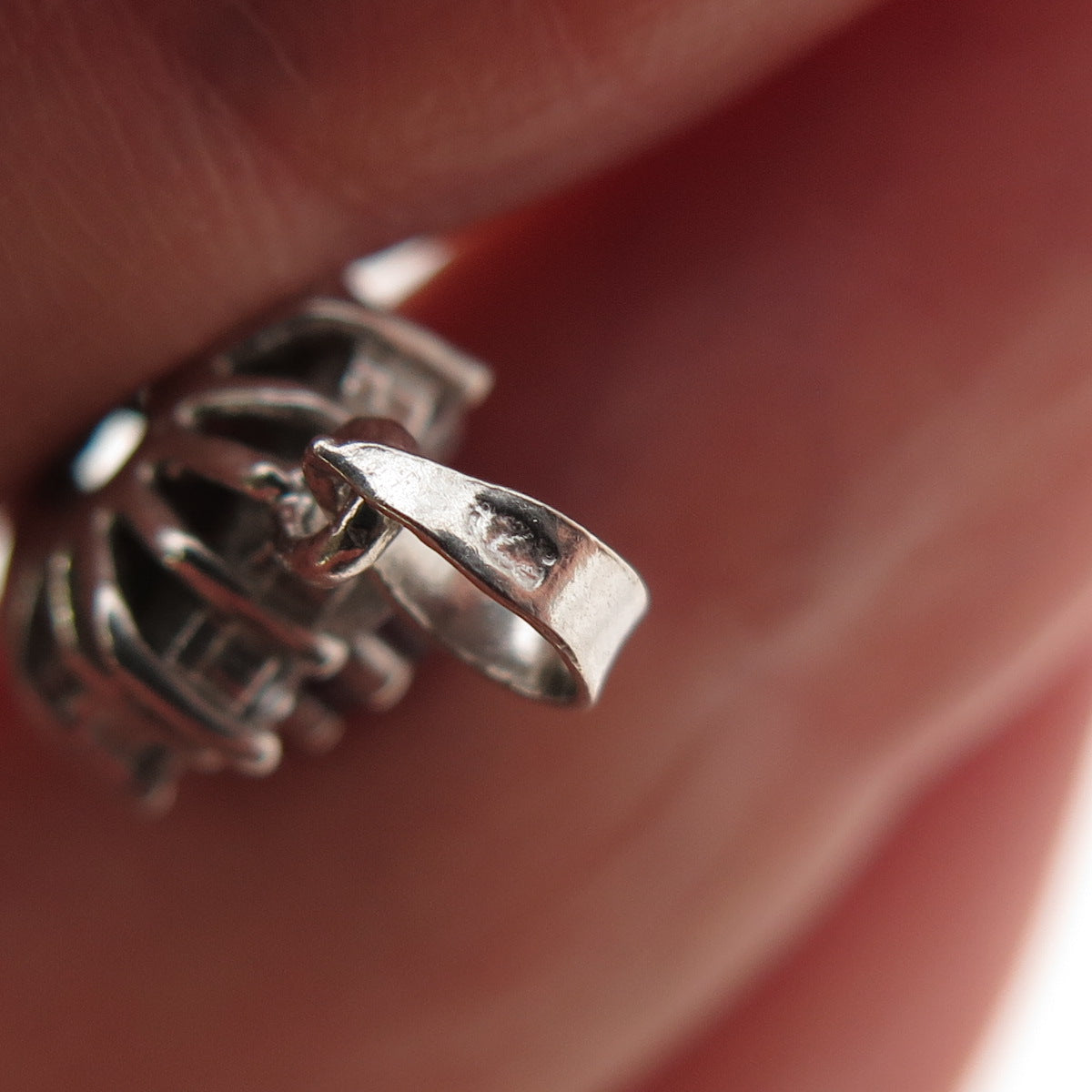 925 Sterling Silver Vintage Real Ruby & C Z Mini Charm Pendant