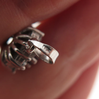 925 Sterling Silver Vintage Real Ruby & C Z Mini Charm Pendant