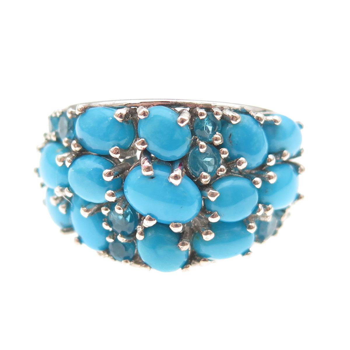 Chuck Clemency 925 Sterling Real Sleeping Beauty Turquoise & Apatite Ring Size 8